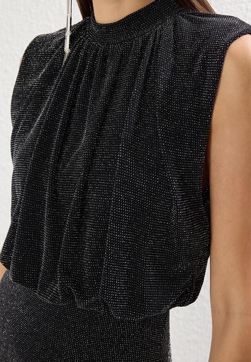Trendyol - Glitter Knitted Elegant Maxi Evening Dress - Black