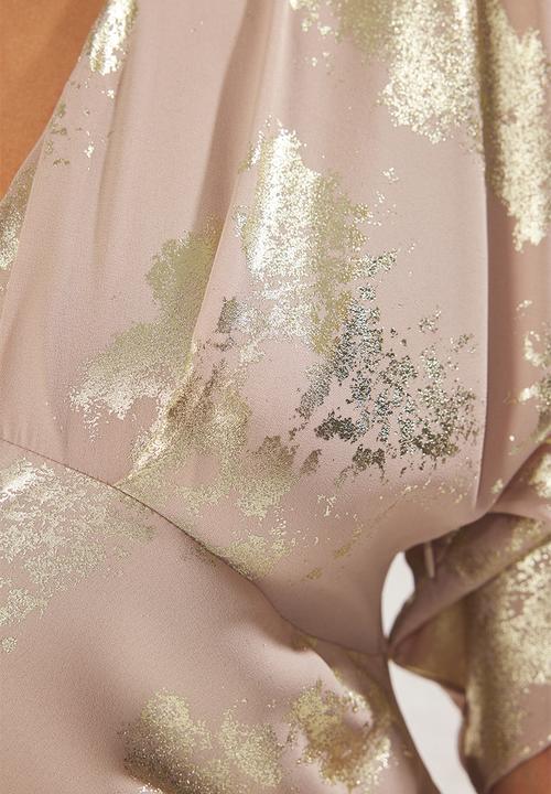 Trendyol - A-line crepe woven long kimono dress - beige