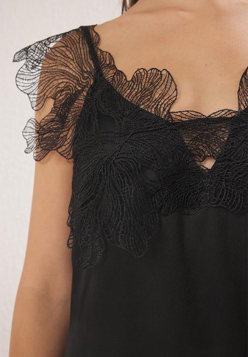 Trendyol - Lace Shoulder Detail Dress - black