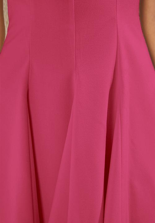 Trendyol - Flare crew neck mini polyviscon woven dress - pink