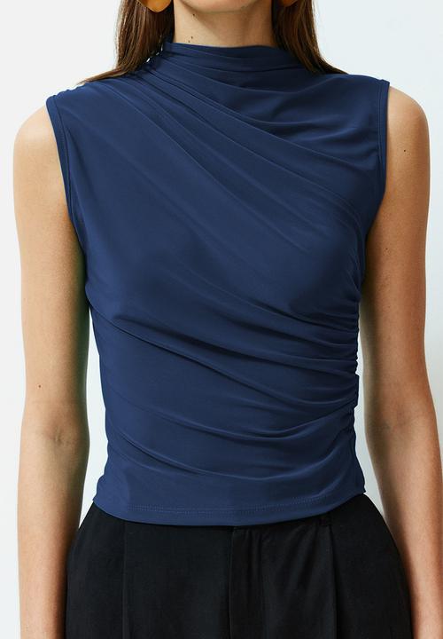 Trendyol - Gathered body-smoothing flexible knitted top- indigo