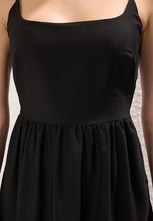 Trendyol - Cotton Blend Midi Woven Dress- Black