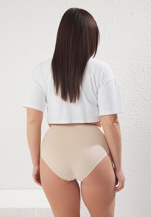 Trendyol - 2 Pack high waist gathering plus size panties - black & neutral