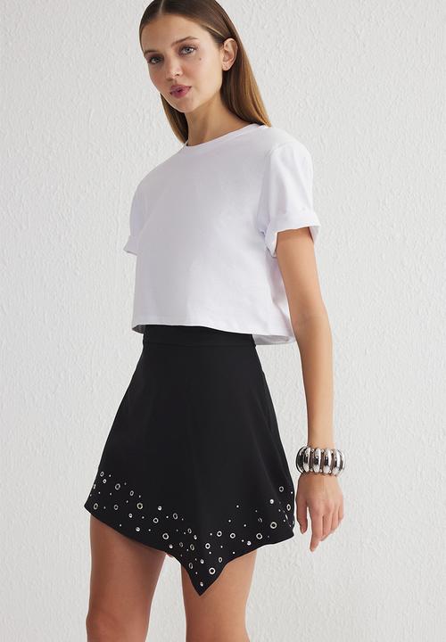 Trendyol - Shiny Stone Woven Short Skirt - Black