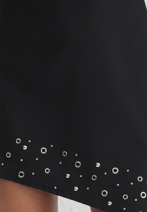 Trendyol - Shiny Stone Woven Short Skirt - Black