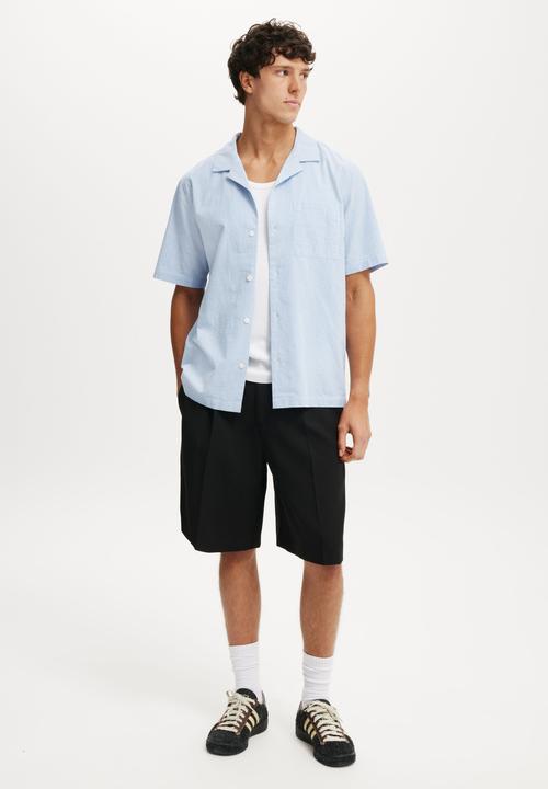 Cotton On - Riviera Short Sleeve Shirt - Blue Stripe
