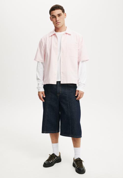 Cotton On - Ventura Short Sleeve Shirt - Pink Mini Stripe