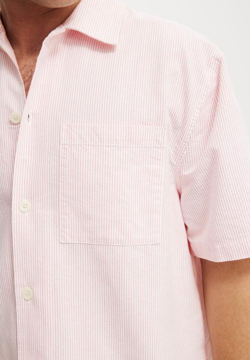 Cotton On - Ventura Short Sleeve Shirt - Pink Mini Stripe