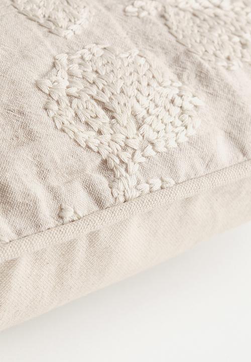 H&M - Embroidered cushion cover - light beige