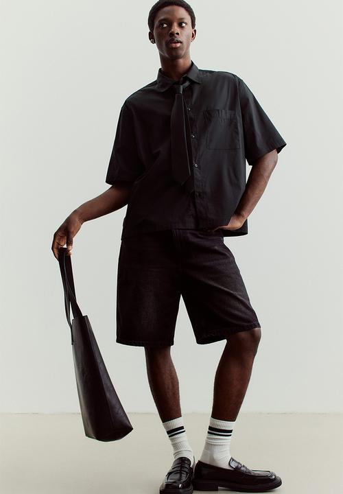 H&M - Oversized fit short-sleeved shirt - black