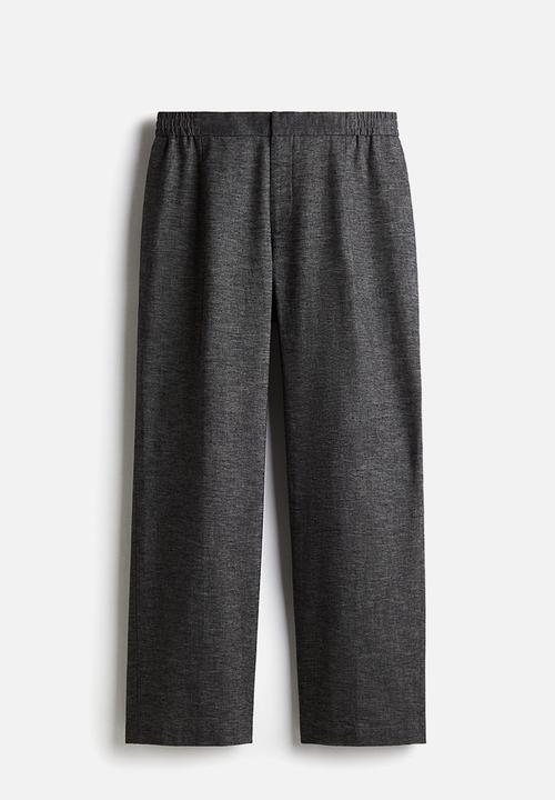 H&M - Relaxed fit linen-blend trousers - dark grey 