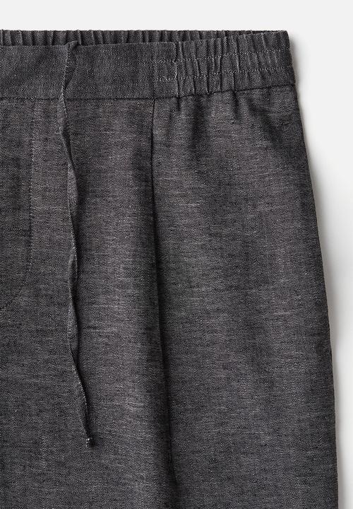 H&M - Relaxed fit linen-blend trousers - dark grey 