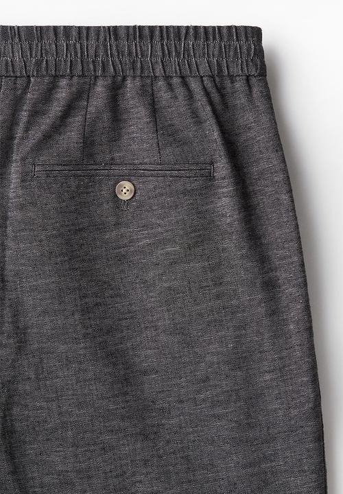 H&M - Relaxed fit linen-blend trousers - dark grey 