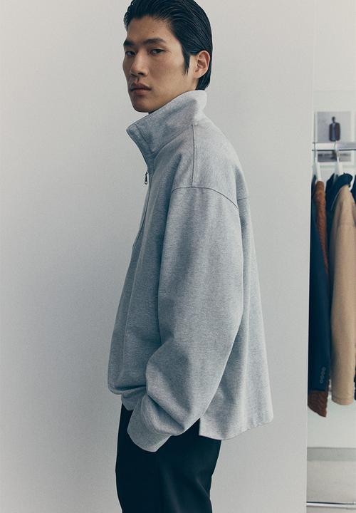 H&M - Cotton zip-top sweatshirt - grey marl