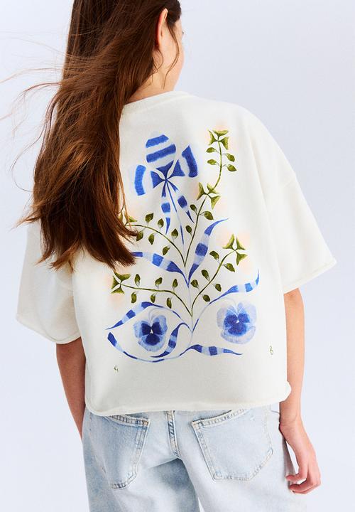 H&M - Oversized printed top - white flower