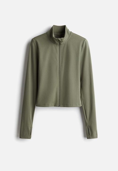 H&M - Zip-through sports jacket with softmove™ - khaki green 