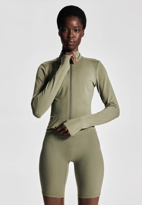 H&M - Zip-through sports jacket with softmove™ - khaki green 