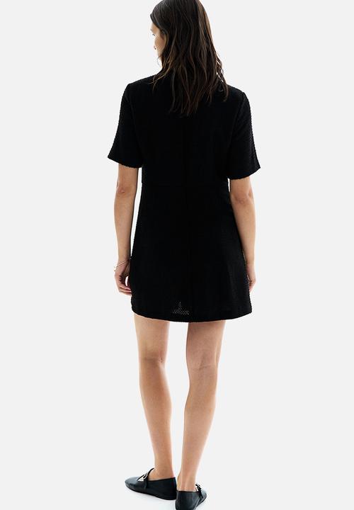 H&M - Button-front bouclé dress - black