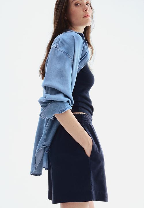 H&M - Linen-blend shorts - navy blue