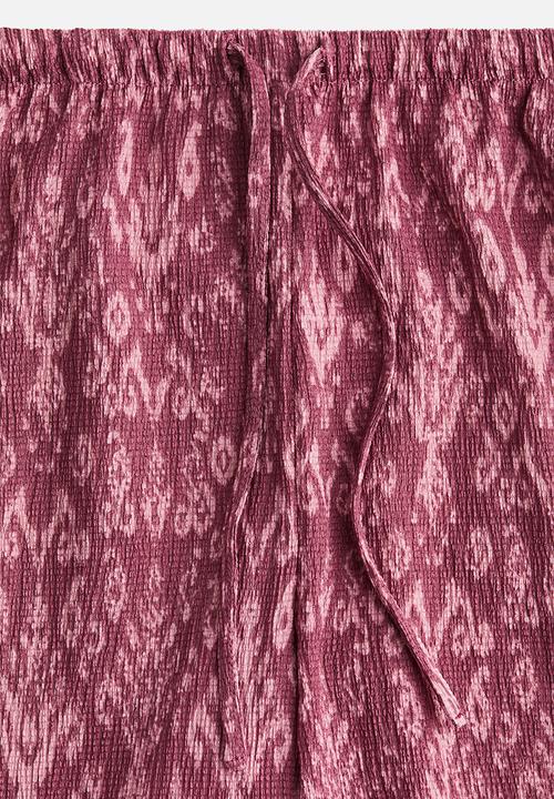 H&M - Drawstring trousers - dark pink/patterned