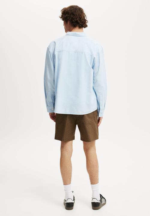 Cotton On - Easy Short - Brown Seersucker Check