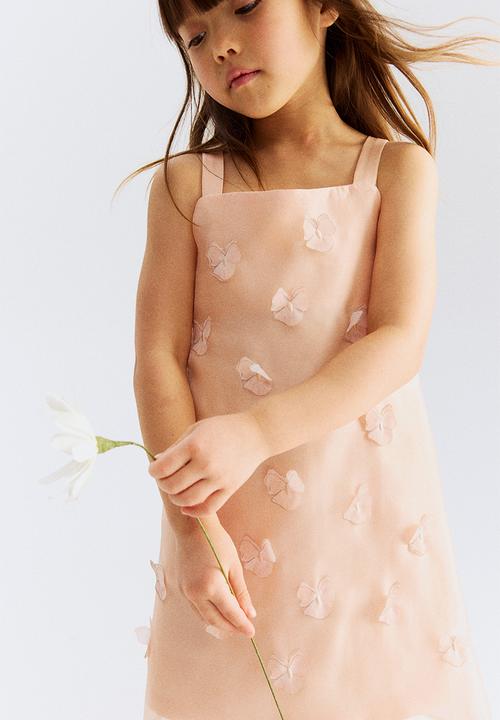 H&M - Appliquéd organza dress - peach