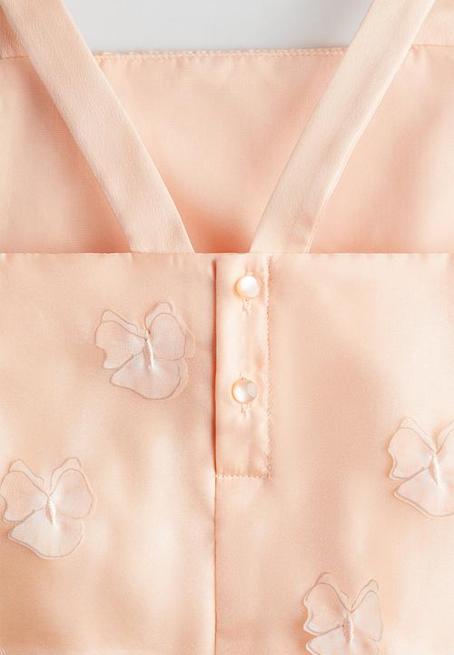 H&M - Appliquéd organza dress - peach