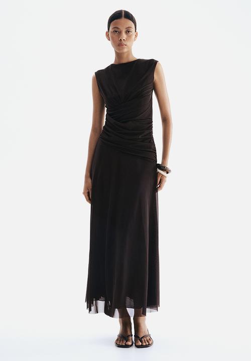 H&M - Draped mesh dress - dark brown