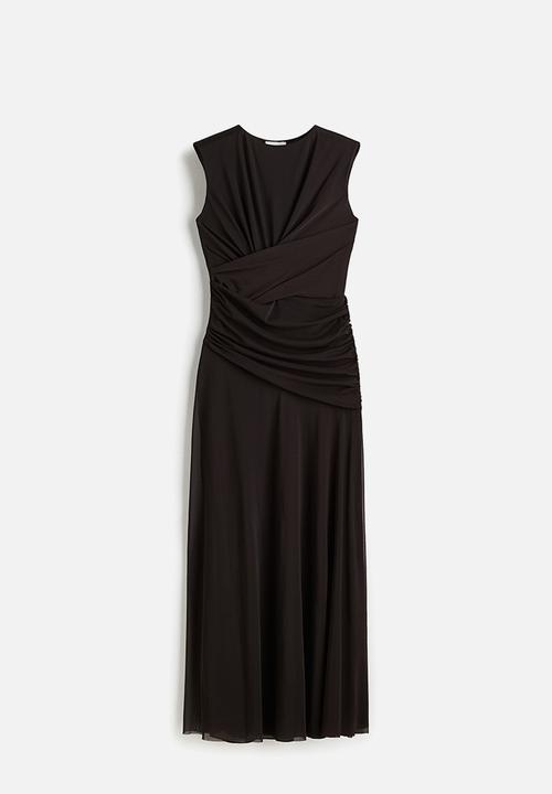 H&M - Draped mesh dress - dark brown