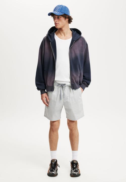Cotton On - Easy Short - Mid Blue Seersucker Check