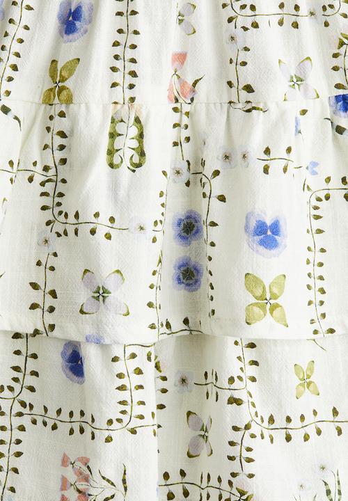 H&M - Printed tiered skirt - white floral