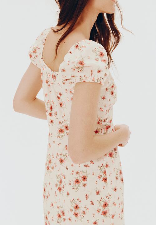 H&M - Tie-detail maxi dress - white/floral