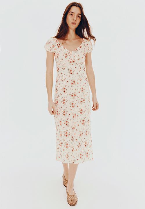 H&M - Tie-detail maxi dress - white/floral
