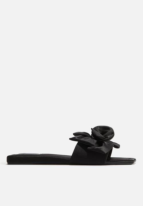 H&M - Appliquéd satin sandals - black