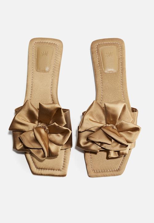 H&M - Appliquéd satin sandals - beige