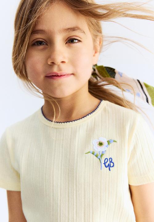 H&M - Pointelle jersey top - light yellow flower