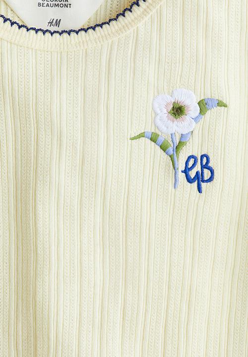 H&M - Pointelle jersey top - light yellow flower