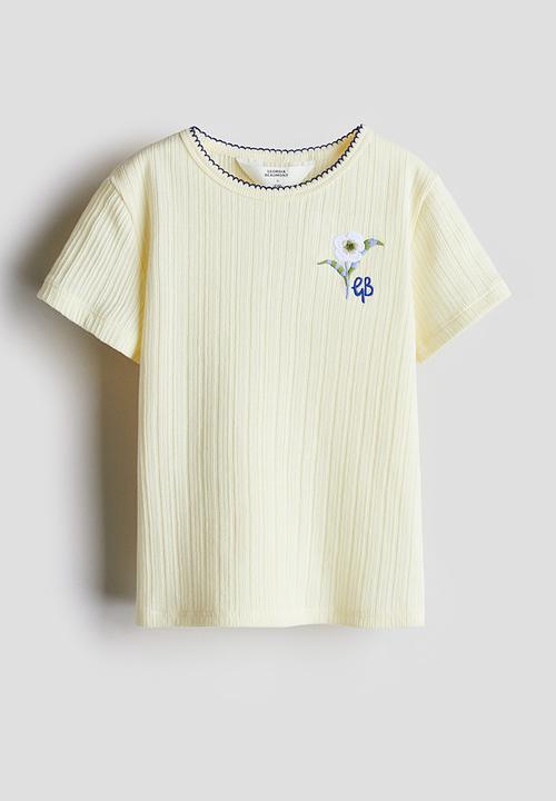 H&M - Pointelle jersey top - light yellow flower