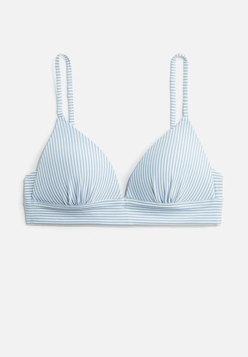 H&M - Push-up bikini top - light blue/striped