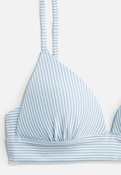 H&M - Push-up bikini top - light blue/striped