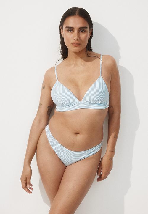 H&M - Push-up bikini top - light blue/striped