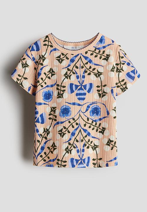 H&M - Pointelle jersey top - peach floral