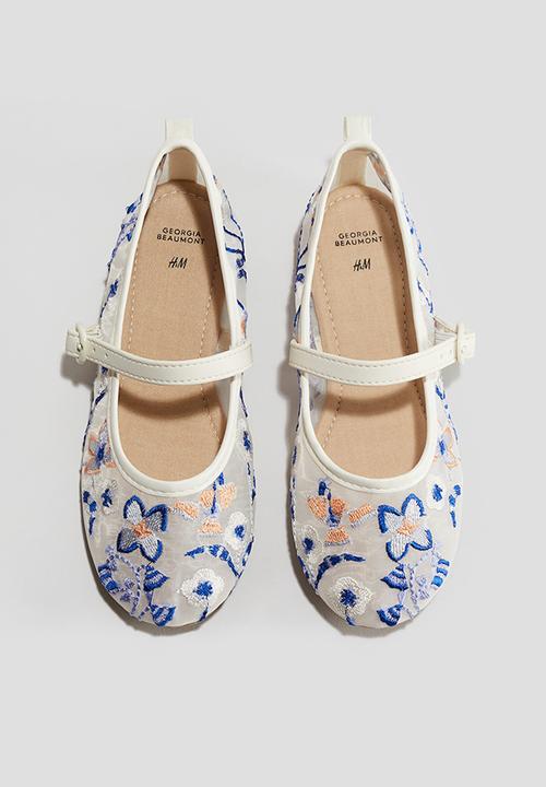H&M - Embroidered mesh ballet pumps - cream floral