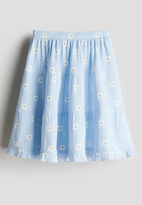 H&M - Patterned pointelle skirt - light blue daisies