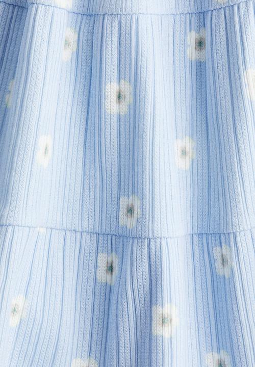 H&M - Patterned pointelle skirt - light blue daisies