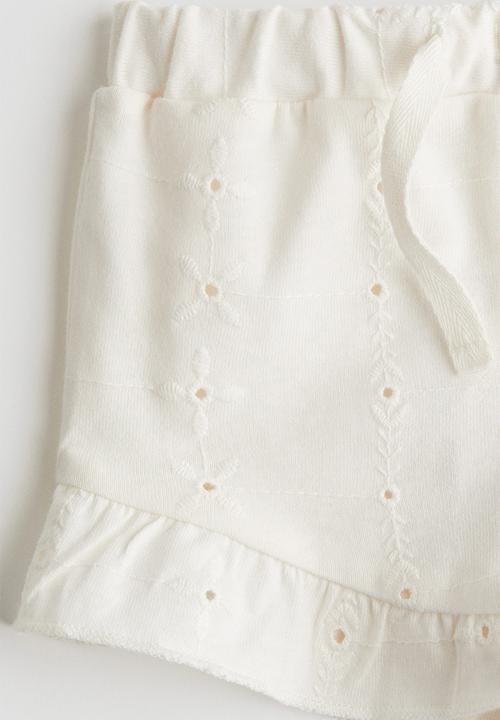 H&M - Broderie anglaise jersey shorts - white