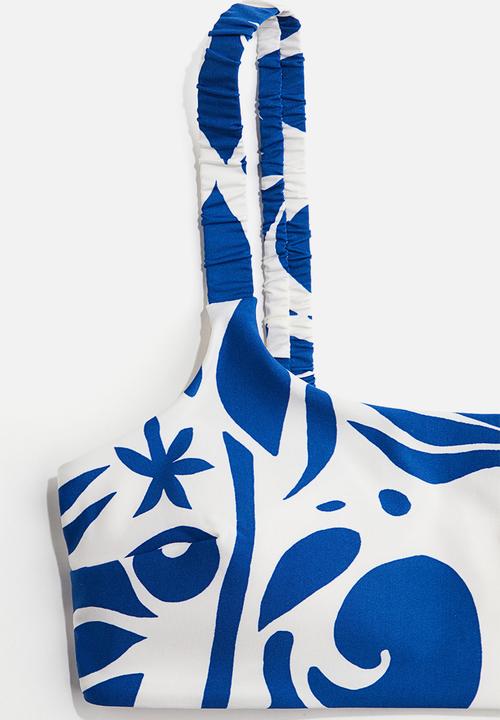 H&M - Padded bikini top - white/blue patterned