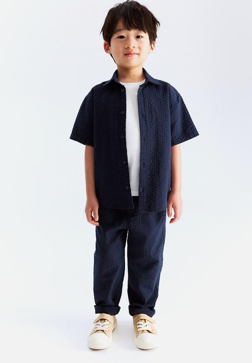 H&M - Cotton seersucker shirt - navy blue