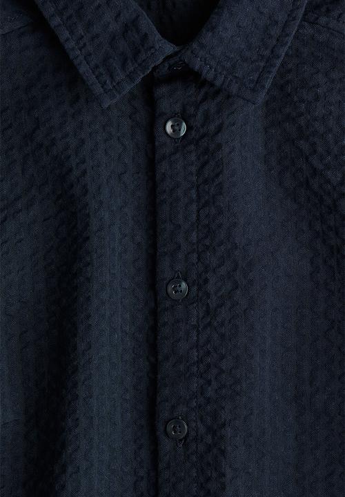 H&M - Cotton seersucker shirt - navy blue