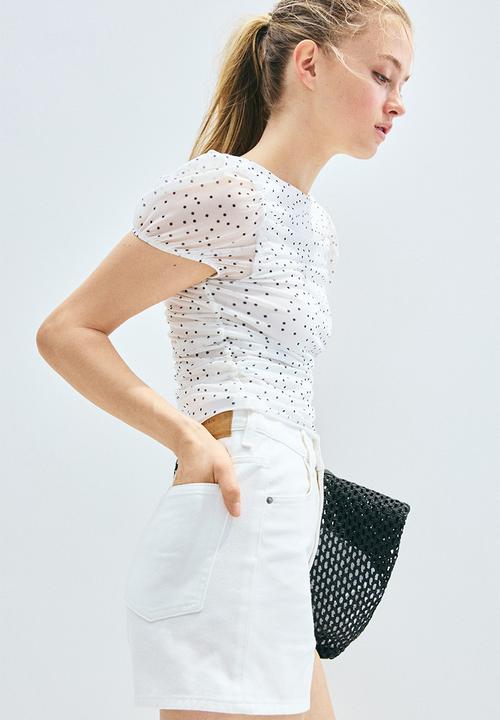 H&M - Draped top - white/spotted